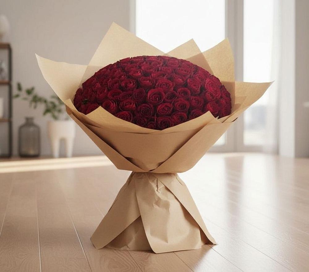 Букет 101 Красная роза в Брикет